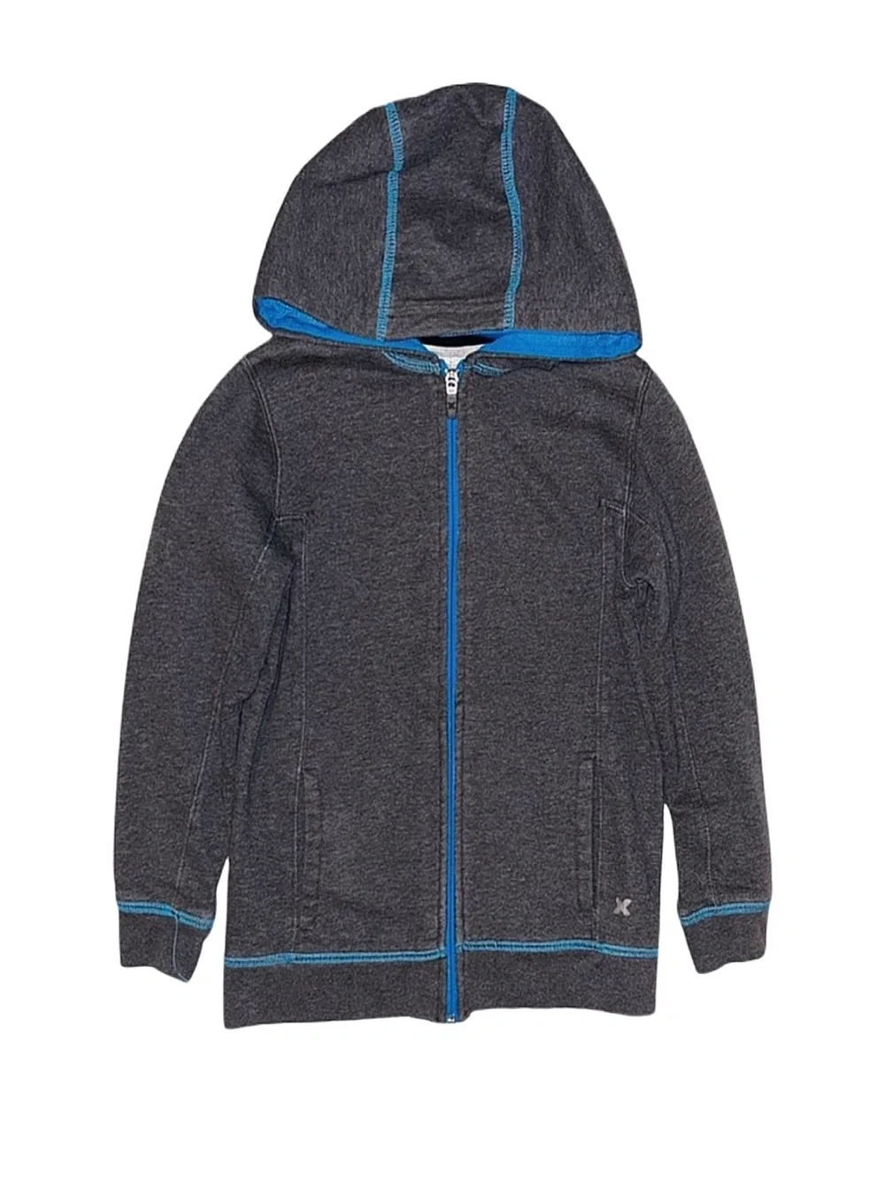 XERSION Boy's Dark Grey Full Zip Long Sleeve Hoodie Size Small 5-7